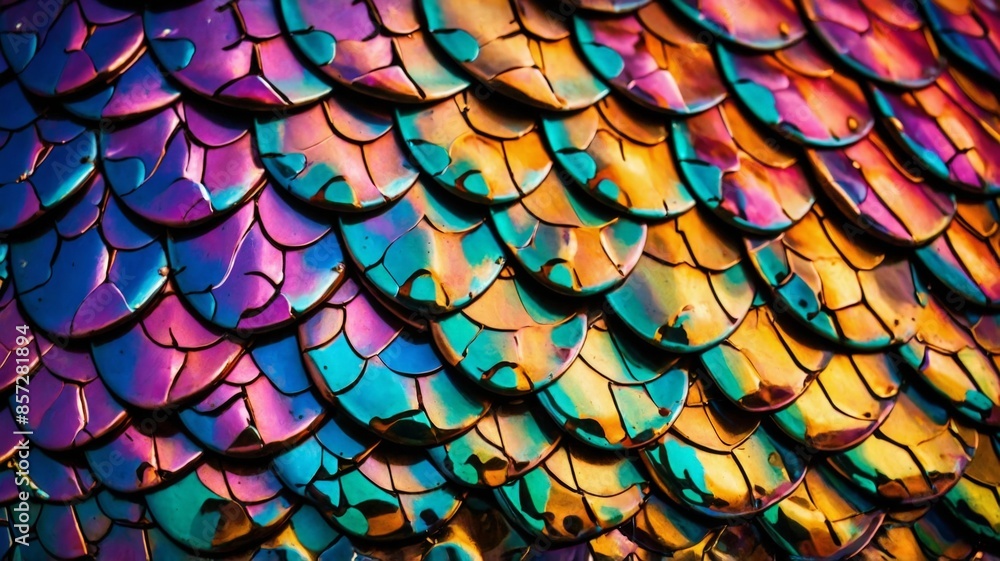 Gradient colorful metal dragon scales background. Gradient colorful metal dragon scales background.