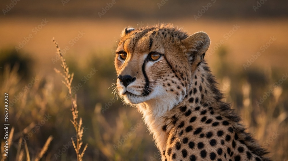 Majestic and beautiful cheetah in the African savanna, sunset in the background, wildlife, wild animal. Majestic and beautiful cheetah in the African savanna, sunset in the background, wildlife, wild animal.