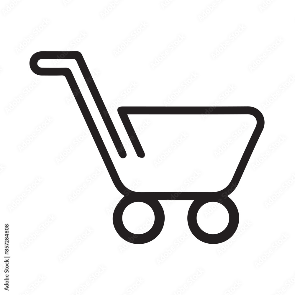Shopping cart line art icon for apps and websites. Trolley linear flat black & white symbol png file. Shopping cart vector Shopping cart line art icon for apps and websites. Trolley linear flat black & white symbol png file. Shopping cart vector
