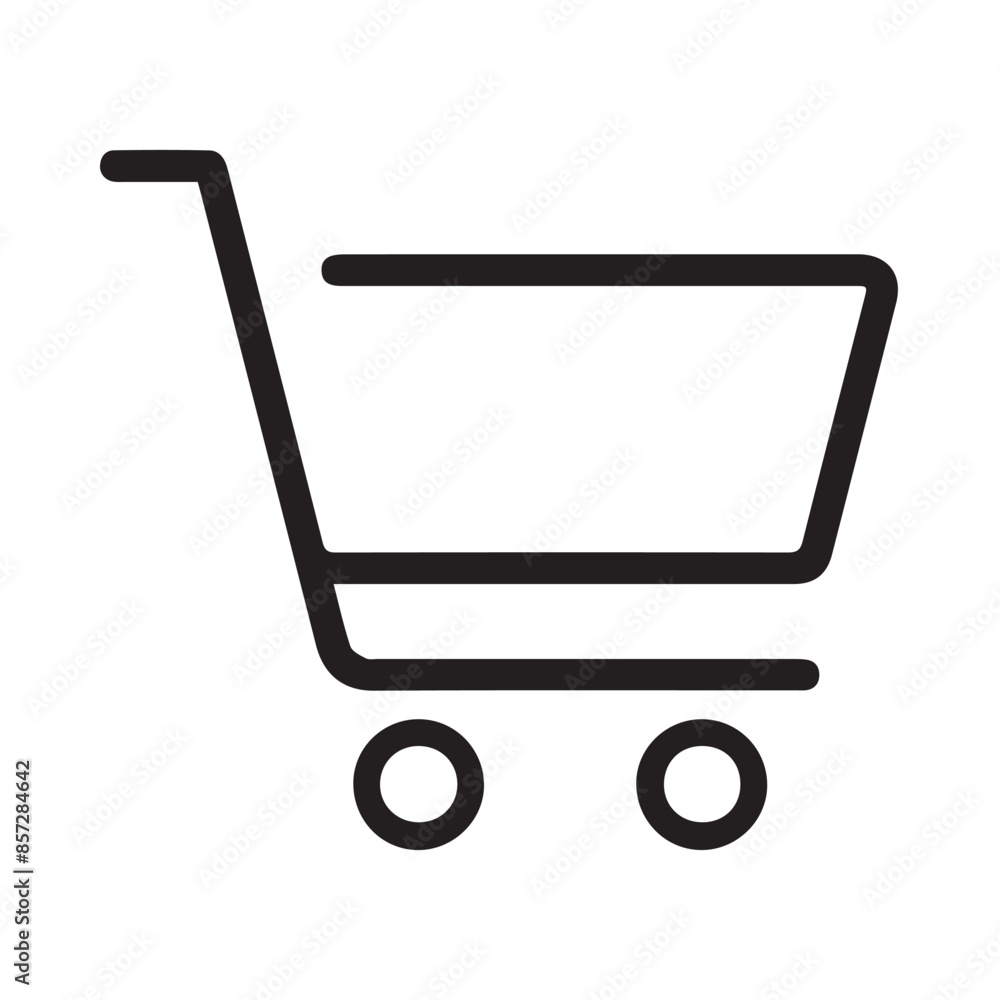Shopping cart line art icon for apps and websites. Trolley linear flat black & white symbol png file. Shopping cart vector Shopping cart line art icon for apps and websites. Trolley linear flat black & white symbol png file. Shopping cart vector