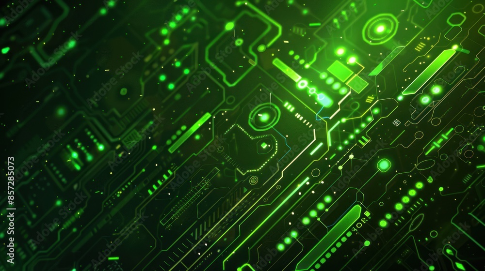 Abstract Futuristic Green Circuit Board Background Abstract Futuristic Green Circuit Board Background