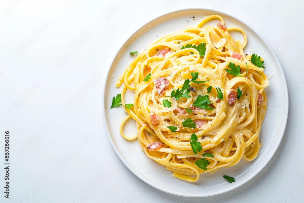 Tasty Carbonara Pasta with Freshly Grated Cheese and Eggs Tasty Carbonara Pasta with Freshly Grated Cheese and Eggs