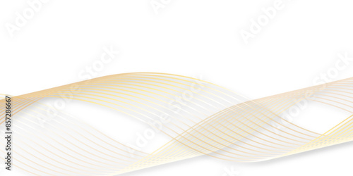 Abstract gold gradient wave element for design. Digital frequency track equalizer. Abstract luxury and elegant pastel colours of pink and white luxury background with gold wave line