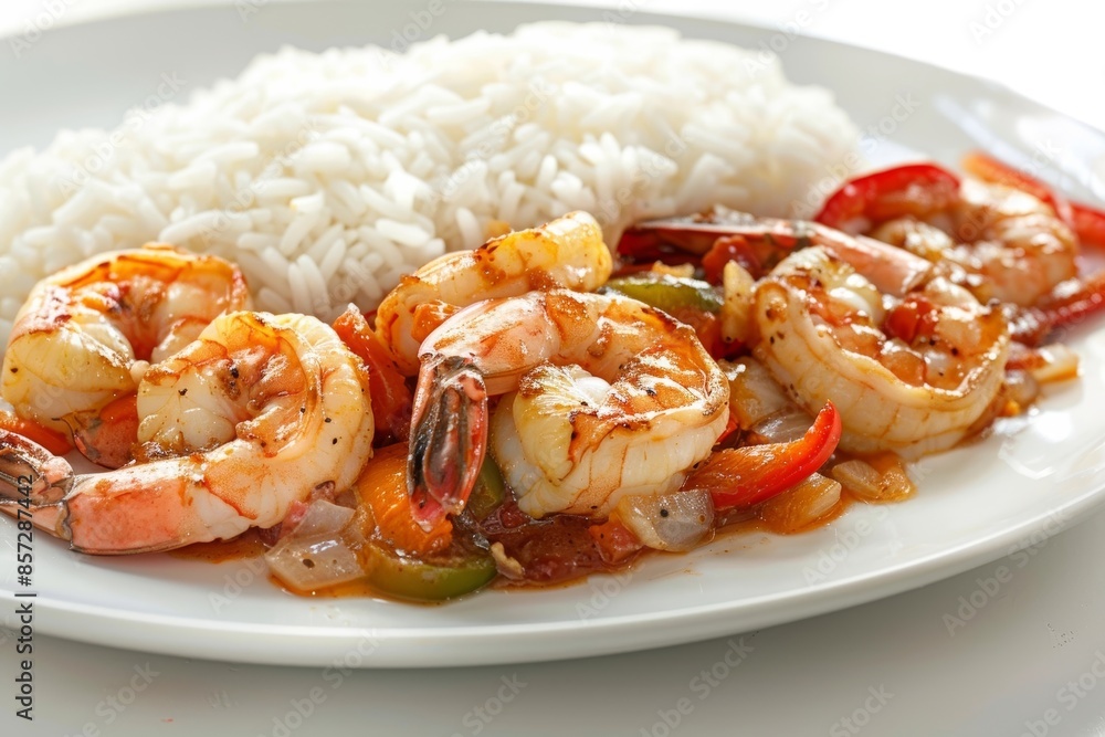 Vibrant Caribbean Blaze Shrimp with Pearly White Flesh Vibrant Caribbean Blaze Shrimp with Pearly White Flesh