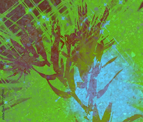 abstract watercolor background with leaves