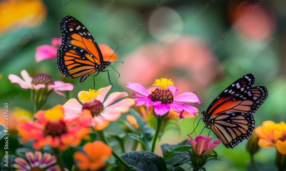 Butterflies on blooming flowers Butterflies on blooming flowers
