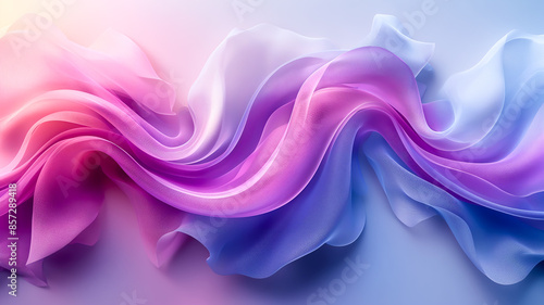 Abstract tulle fabric on a wave background. Pink purple gradient swirls. photo