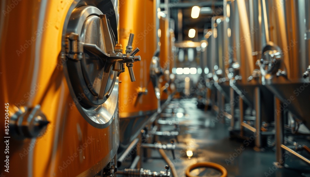 Fototapeta premium A large industrial building with many tanks and pipes