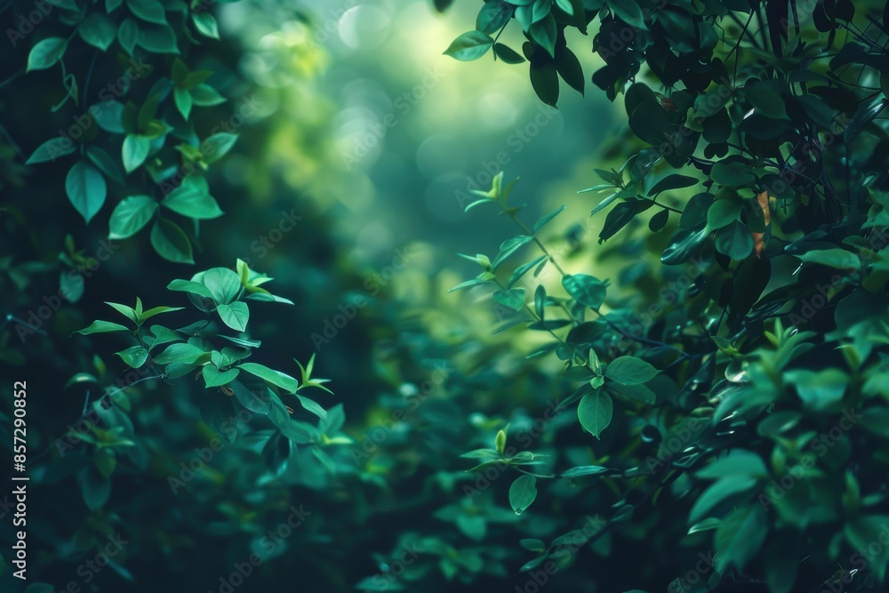 A serene green abstract backdrop resembling the verdant flora of a peaceful woodland A serene green abstract backdrop resembling the verdant flora of a peaceful woodland