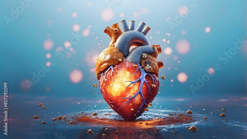 Artificial Heart Technology, Futuristic Medical Illustration, Biomedical Engineering Innovation, Cardiovascular Research, Digital Art Concept, Medical Visualization, Sci-Fi Heart, Healthcare Advanceme photo