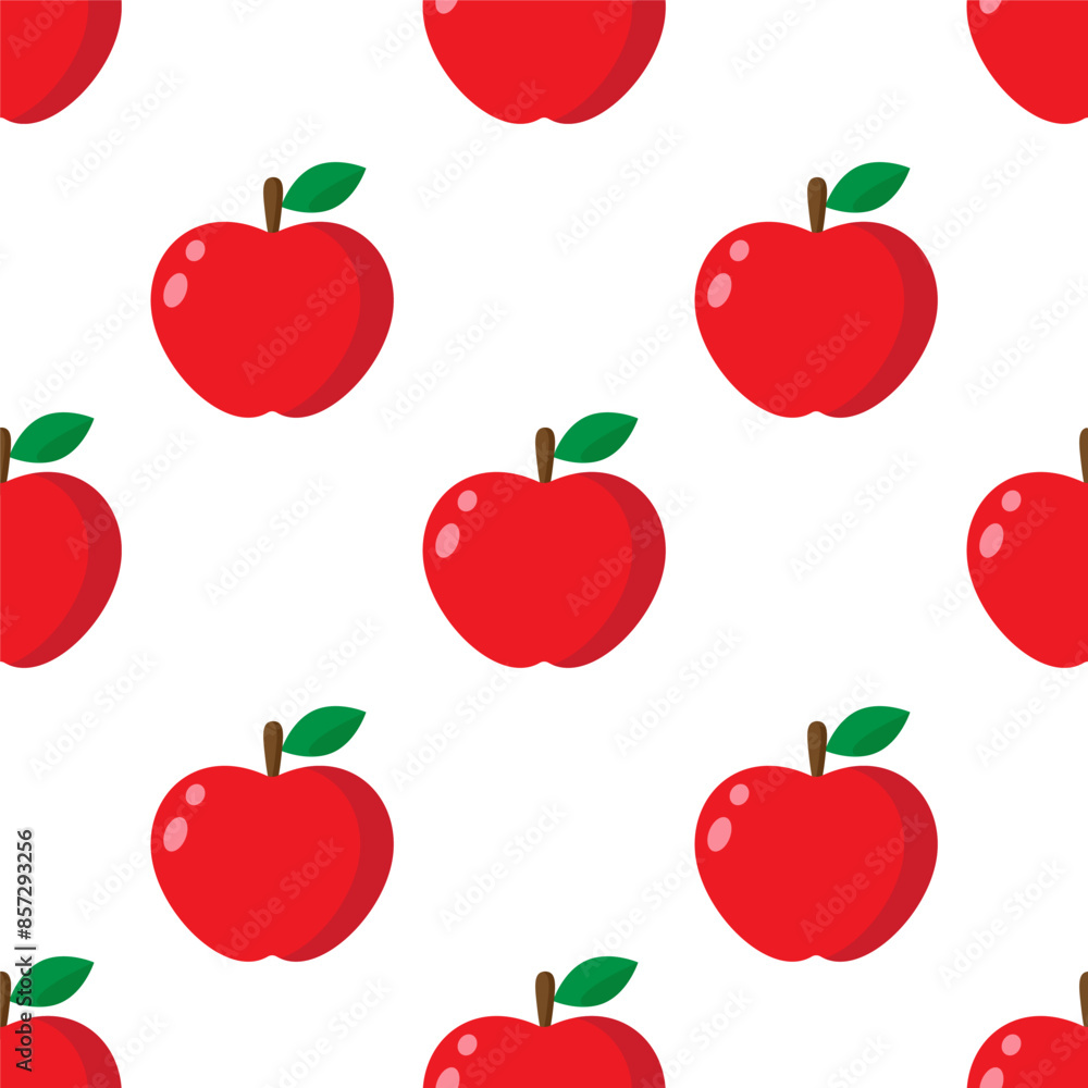 Red apples seamless pattern vector background. Fruit fabric print in vibrant bright colors. Gift wrapping paper. Summer seasonal backdrop. Repeating tile. Abstract design template element Red apples seamless pattern vector background. Fruit fabric print in vibrant bright colors. Gift wrapping paper. Summer seasonal backdrop. Repeating tile. Abstract design template element