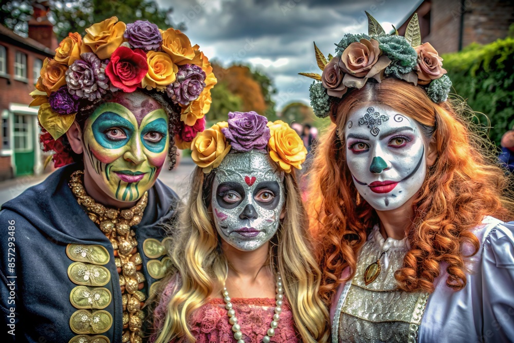 Children and adults in creative and detailed costumes Children and adults in creative and detailed costumes