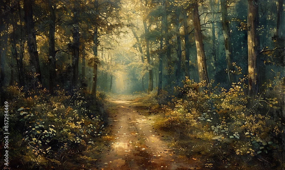 Naklejka premium Path through forest