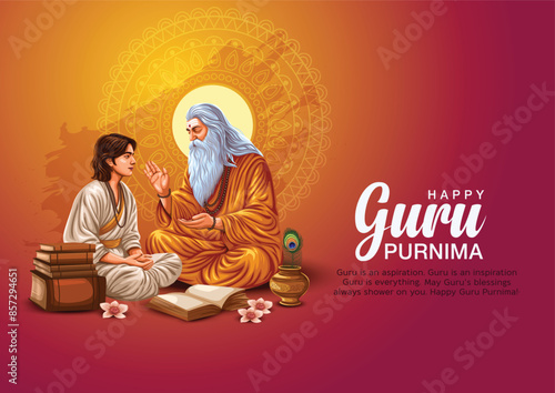 new Happy guru Purnima guru and shishya teaching . god abstract Vector Illustration design.