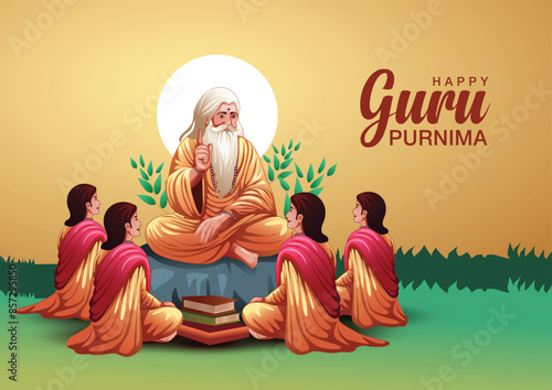 new Happy guru Purnima guru and shishya teaching . god abstract Vector Illustration design.