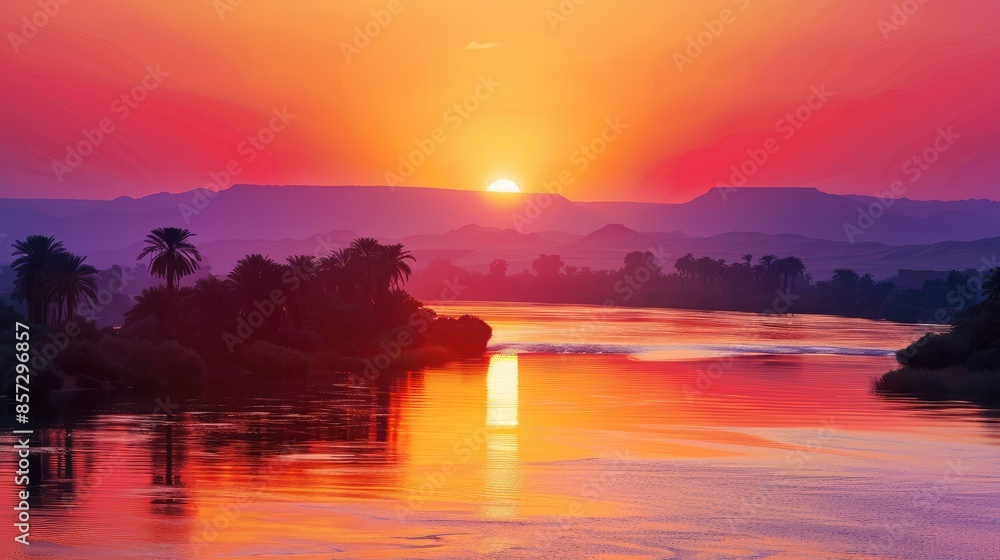 sunset over the river sunset over the river
