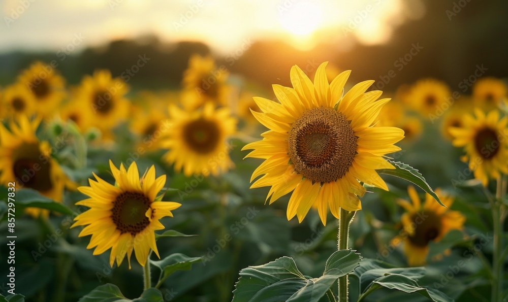 Obraz premium Sunlit sunflower patch