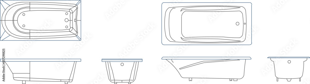 Vector silhouette illustration sketch of detailed design of a jacuzzi bathtub for soaking in warm water in the bathroom Vector silhouette illustration sketch of detailed design of a jacuzzi bathtub for soaking in warm water in the bathroom