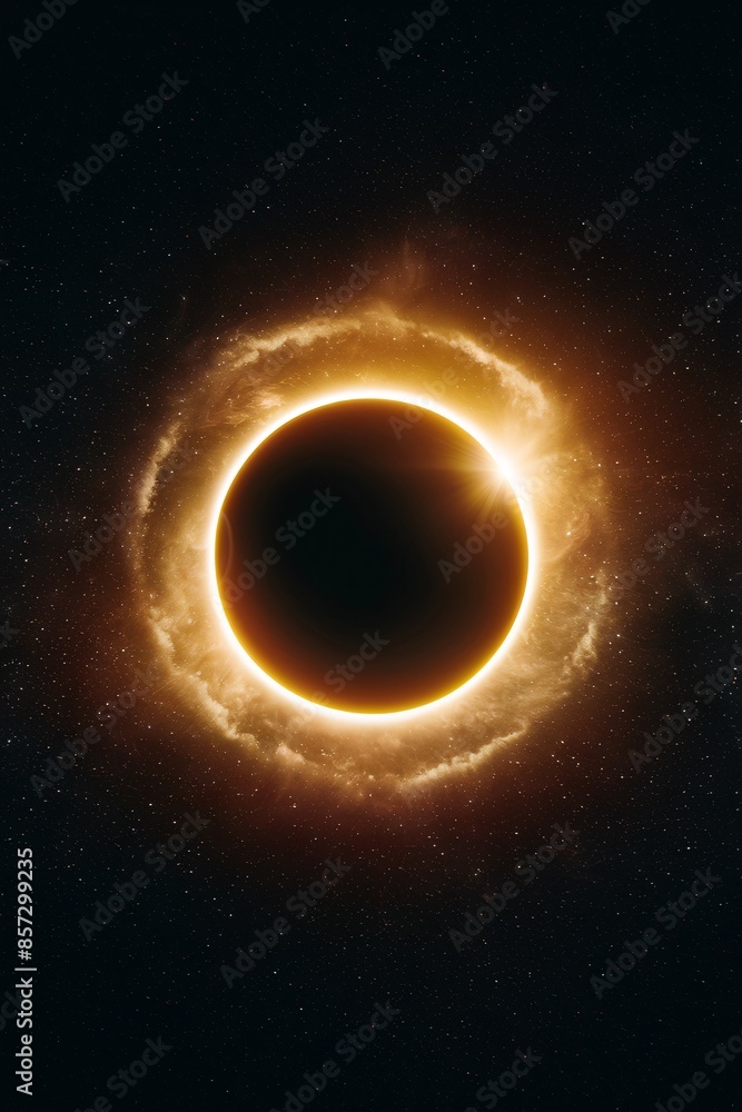 The image is a depiction of a black hole. It is surrounded by an accretion disk, which is a ring of gas and dust that is orbiting the black hole.

