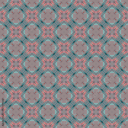 Abstract background with symmetric patterns in different colors. Can be used for prints on fabrics and clothes, in the interior.
