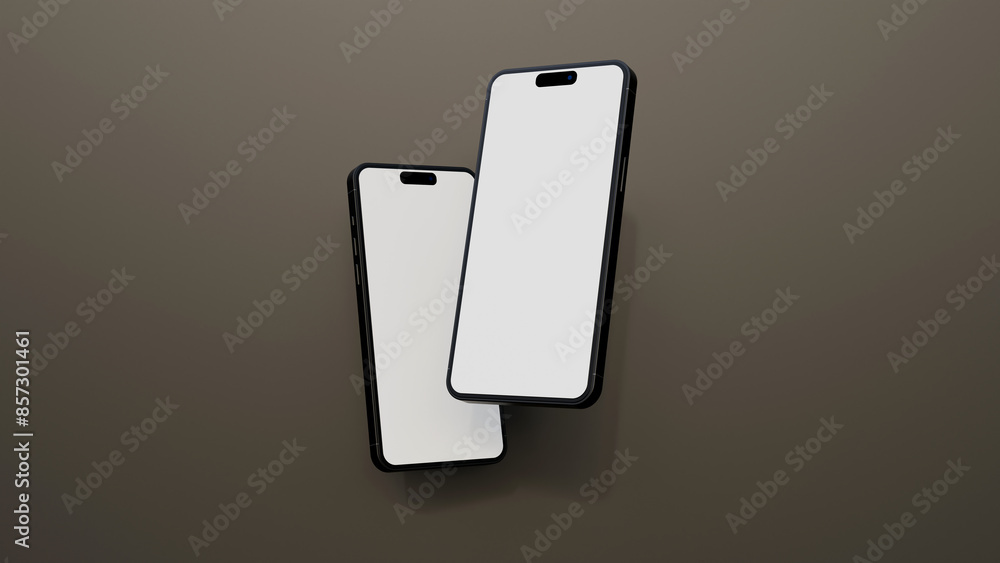 Smartphone mockup in rotated position on black background. Mobile from different angles with blank screen. Template for presentation 3D realistic device. Smartphone mockup in rotated position on black background. Mobile from different angles with blank screen. Template for presentation 3D realistic device.