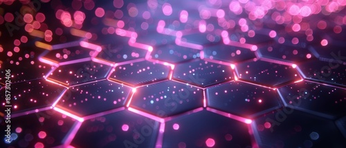 Futuristic 8k uhd digital design featuring luminous hexagonal patterns