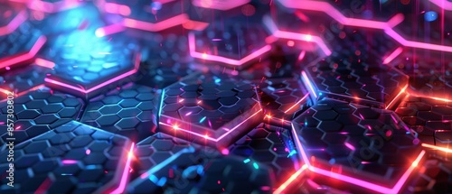 Futuristic digital design with interconnected luminous hexagons in 8k uhd