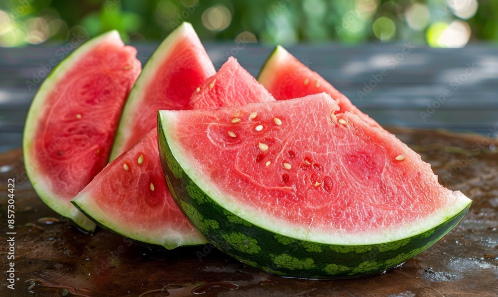 Freshly cut watermelon slices Freshly cut watermelon slices
