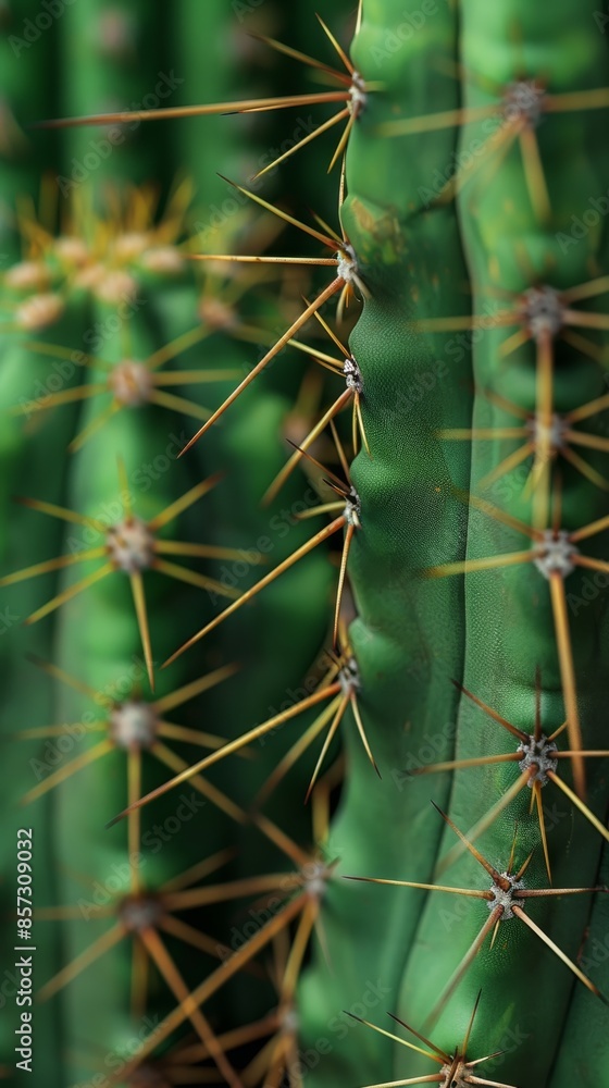 Close-up of green cactus with sharp spines, macro photography. Nature and botanical concept Close-up of green cactus with sharp spines, macro photography. Nature and botanical concept