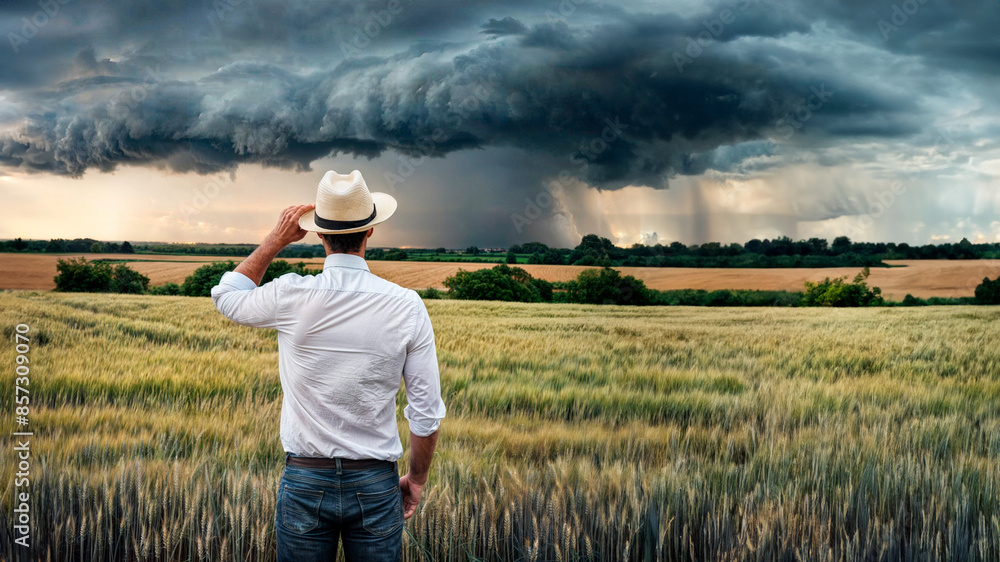Hail insurance. Storm threats. Farmer worried about his crops. Hail insurance. Storm threats. Farmer worried about his crops.