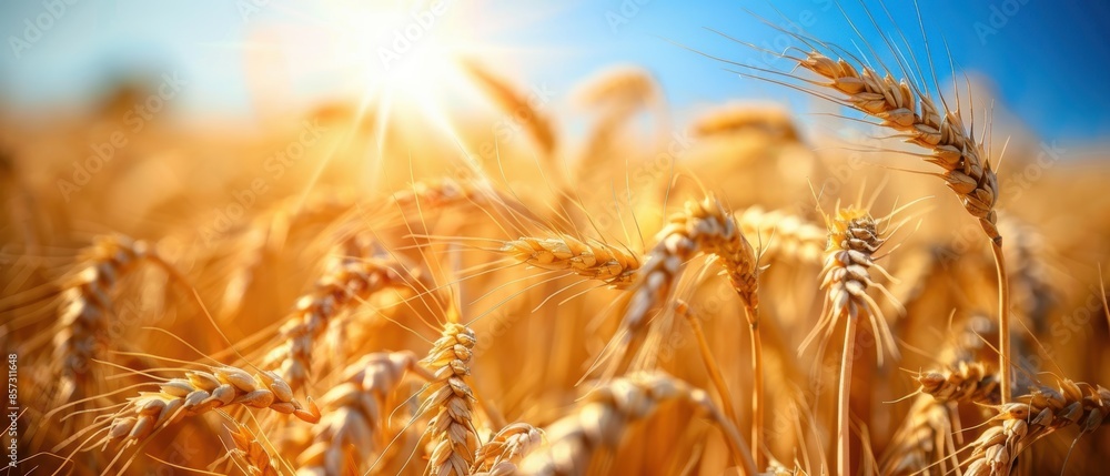 Golden fields of wheat under a bright blue sky Golden fields of wheat under a bright blue sky