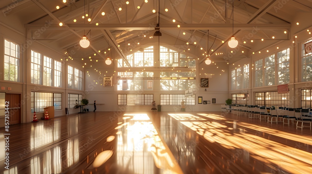 Cheerful 3D Rendering of a Community Center Hosting a Fourth of July Dance Party Cheerful 3D Rendering of a Community Center Hosting a Fourth of July Dance Party
