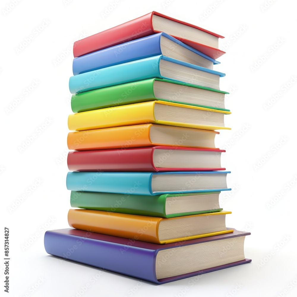 A Stack of Colorful Books Leaned Against a Tower of Multicolored Books. Generative AI A Stack of Colorful Books Leaned Against a Tower of Multicolored Books. Generative AI