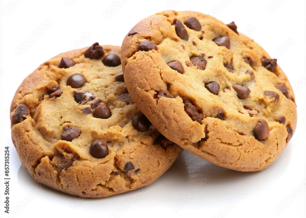 Chocolate chip cookie on white background Chocolate chip cookie on white background