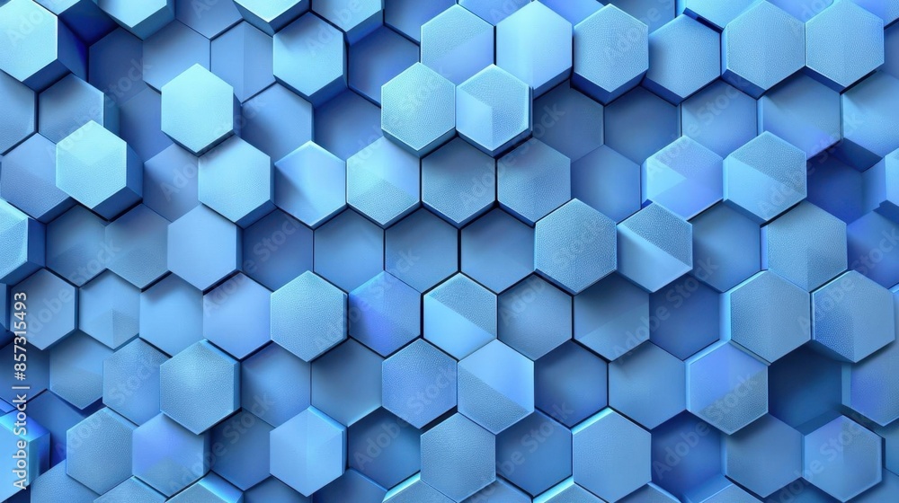 Abstract geometric pattern with gradient blue hexagons arranged in a honeycomb structure, creating depth and texture, highdefinition, modern and sleek feel Abstract geometric pattern with gradient blue hexagons arranged in a honeycomb structure, creating depth and texture, highdefinition, modern and sleek feel