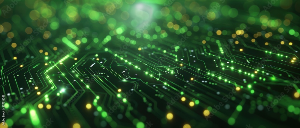 Green circuit lines forming a futuristic pattern Green circuit lines forming a futuristic pattern