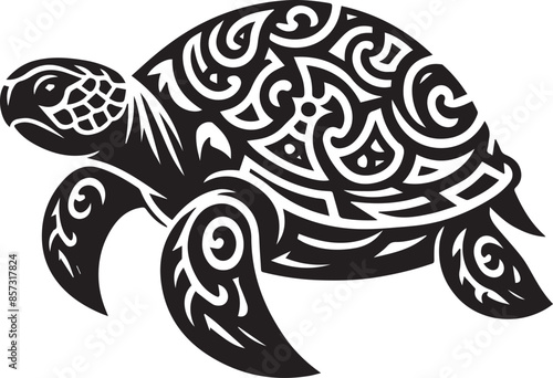 Turtle silhouettes vector art illustration