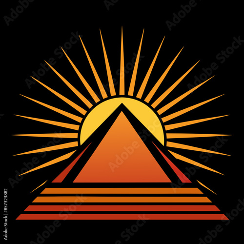 setting-sun-rays-triangle-on-black-background