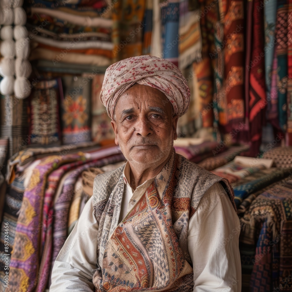 Fototapeta premium Traditional Boutique Owner in Serene Atmosphere Generative AI