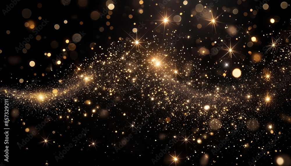 Glittering fairy dust floating on the black background Glittering fairy dust floating on the black background