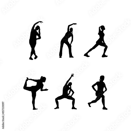 yoga gymnastics sports silhouettes collection