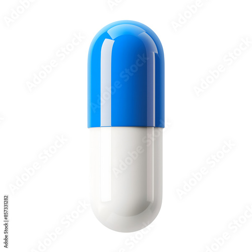 drug or pill blue and white realistic 3D isolated on transparent background. generative ai