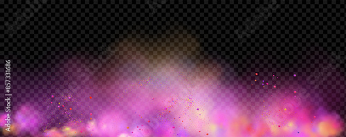 Background of an explosion of colorful smoke clouds.Multicolor fog with blue and yellow particles.Explosions of color powder.
