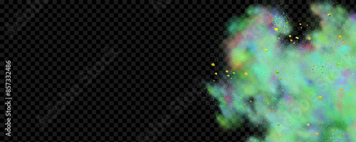 Background of an explosion of colorful smoke clouds.Multicolor fog with blue and yellow particles.Explosions of color powder.