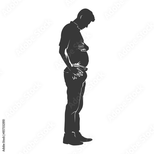 Silhouette of a Man Contemplating Weight, Body Image Issue.
