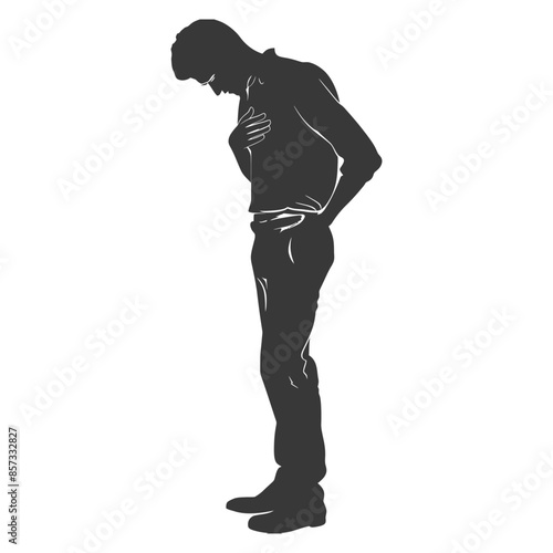 Contrition Silhouette: Man with Hand on Chest, Downcast Gaze.