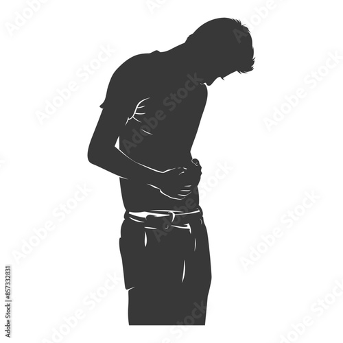 Silhouette of Suffering Man: Stomach Pain, Abdominal Cramps.