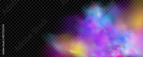 Background of an explosion of colorful smoke clouds.Multicolor fog with blue and yellow particles.Explosions of color powder.