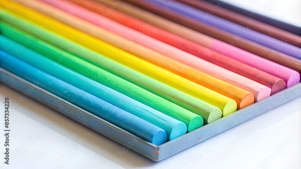 a set of dry pastels for painting on a white background