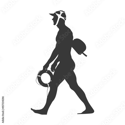 Lifeguard Silhouette: Beach Patrol, Ring Buoy, and Cap, Walk Cycle.